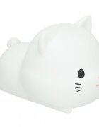 Ikonka Lampa de noptiera pentru copii white Kitty realizata din silicon cu 2 moduri de iluminare cronometru baterie 1200 mAh usb dimensiune 15 x 11 x 10 cm
