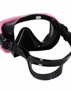 Ikonka Masca de snorkeling cu vedere 180 sticla securizata si Tub respirator cu sistem dry top anti-aburire Pink