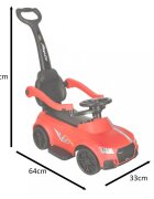Ikonka Masinuta copii de impins cu maner sunete si lumini Red prevazuta cu suport pentru picioare spatar mare confortabil potrivita copiilor cu varsta mai mare de 16 ani cu greutatea pana la 23 kg
