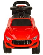 Ikonka Masinuta pentru copii fara pedale Red Baby Car cu sunete si lumini spatar inalt cu posibilitatea de impingere spatiu de depozitare 3-6 ani greutate maxima admisa 30 kg