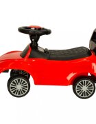 Ikonka Masinuta pentru copii fara pedale Red Baby Car cu sunete si lumini spatar inalt cu posibilitatea de impingere spatiu de depozitare 3-6 ani greutate maxima admisa 30 kg