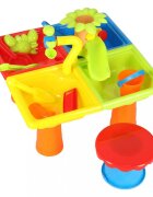 Ikonka Masuta de activitati multicolor pentru joaca cu apa si nisip include 24 accesorii dimensiune 45 x 45 x 37 cm