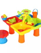 Ikonka Masuta de activitati multicolor pentru joaca cu apa si nisip include 24 accesorii dimensiune 45 x 45 x 37 cm
