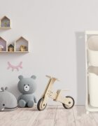 Ikonka Organizator pe roti cu 2 cosuri supraetajate white dimensiune totala 44 x 77.5 x 32 cm