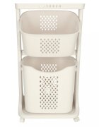 Ikonka Organizator pe roti cu 2 cosuri supraetajate white dimensiune totala 44 x 77.5 x 32 cm