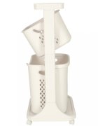 Ikonka Organizator pe roti cu 2 cosuri supraetajate white dimensiune totala 44 x 77.5 x 32 cm