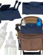 Ikonka Organizator universal pentru carucior cu 4 buzunare Bleumarin 36x12x13 cm