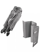Ikonka Patut pliabil de calatorie Grey pentru copii cadru din aluminiu picioare antiderapante si roti cu blocare buzunar lateral pentru depozitare saltea pliabila inclusa
