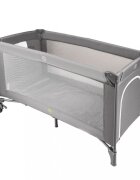 Ikonka Patut pliabil de calatorie Grey pentru copii cadru din aluminiu picioare antiderapante si roti cu blocare buzunar lateral pentru depozitare saltea pliabila inclusa