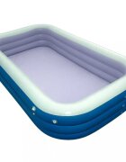 Ikonka Piscina gonflabila de gradina pentru copii BlueGreen din PVC rezisten cu tobogan parasolar impermeabil furtun de drenaj capacitate 1028 L