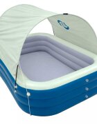 Ikonka Piscina gonflabila de gradina pentru copii BlueGreen din PVC rezisten cu tobogan parasolar impermeabil furtun de drenaj capacitate 1028 L