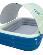 Ikonka Piscina gonflabila de gradina pentru copii BlueGreen din PVC rezisten cu tobogan parasolar impermeabil furtun de drenaj capacitate 1028 L