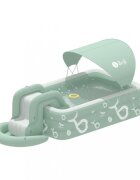 Ikonka Piscina gonflabila de gradina pentru copii cu tobogan baldachin si pompa electrica inclusa dimensiune 262 x 175 x 60 cm