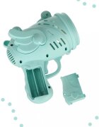 Ikonka Pistol pentru baloane de sapun Magic Wings Blue include un recipient cu lichid si un bol dimensiune 15.5 cm x 15 cm x 7.5 cm