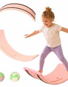 Ikonka Placa de echilibru pentru copii pink cu 2 bilute incluse dimensiune 67 x 29 cm