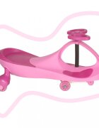 Ikonka Plasmacar gravitational pentru copii cu led-uri luminoase pastel pink inaltime de la sol pana la sezut 21 cm greutate maxima admisa 50 kg