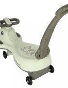 Ikonka PlasmaCar Swing FIX S1 cu LED cu maner Gri constructie solida scaun confortabil Roti cu lumini greutate sustinuta 65 kg