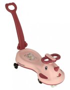 Ikonka PlasmaCar Swing FIX S1 cu LED cu maner Roz constructie solida scaun confortabil Roti cu lumini greutate sustinuta 65 kg