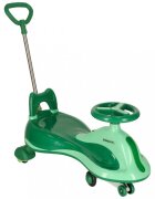 Ikonka PlasmaCar SwingFix S2 Green cu maner parentallumini LEDRoti silentioase din cauciucCentura de sigurantade la 3 ani