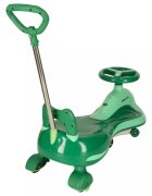 Ikonka PlasmaCar SwingFix S2 Green cu maner parentallumini LEDRoti silentioase din cauciucCentura de sigurantade la 3 ani