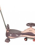 Ikonka PlasmaCar SwingFix S2 Pink cu maner parentallumini LEDRoti silentioase din cauciucCentura de sigurantade la 3 ani