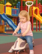 Ikonka PlasmaCar SwingFix S2 Pink cu maner parentallumini LEDRoti silentioase din cauciucCentura de sigurantade la 3 ani