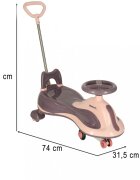 Ikonka PlasmaCar SwingFix S2 Pink cu maner parentallumini LEDRoti silentioase din cauciucCentura de sigurantade la 3 ani