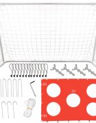 Ikonka Poarta de fotbal si tinta de antrenament 2 in 1 pentru copii portabila cu cadrul din din otel dimensiune 215 x 153 x 76 cm Red