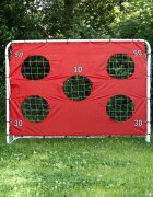Ikonka Poarta de fotbal si tinta de antrenament 2 in 1 pentru copii portabila cu cadrul din din otel dimensiune 215 x 153 x 76 cm Red