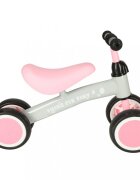 Ikonka Ride-On pentru copii Fix Tiny Roz fara pedale cu 4 roti ghidon reglabil cadru din otel Saua din spuma moale inaltime sezut 27 cm sarcina maxima admisa 30 kg