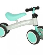 Ikonka Ride-On pentru copii Fix Tiny Verde menta fara pedale cu 4 roti ghidon reglabil cadru din otel Saua din spuma moale inaltime sezut 27 cm sarcina maxima admisa 30 kg