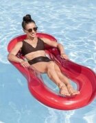Ikonka Saltea gonflabila pentru plaja si piscina cu Spatar si Cotiere 2 camere de aer independente si plasa 159 x 77 cm sarcina maxima 90 kg Red