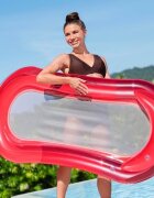 Ikonka Saltea gonflabila pentru plaja si piscina cu Spatar si Cotiere 2 camere de aer independente si plasa 159 x 77 cm sarcina maxima 90 kg Red