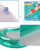 Ikonka Saltea gonflabila pentru plaja si piscina cu Spatar si Cotiere 2 camere de aer independente si plasa 159 x 77 cm sarcina maxima 90 kg Turcoaz