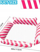 Ikonka Saltea gonflabila pentru plaja si piscina tip hamac cu 4 camere gonflabile pana la 120 kg dimensiune 112 x 112 cm Pink