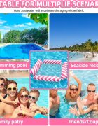 Ikonka Saltea gonflabila pentru plaja si piscina tip hamac cu 4 camere gonflabile pana la 120 kg dimensiune 112 x 112 cm Pink