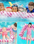 Ikonka Saltea gonflabila pentru plaja si piscina tip hamac cu 4 camere gonflabile pana la 120 kg dimensiune 112 x 112 cm Pink
