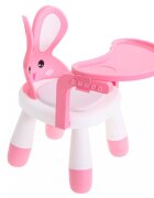 Ikonka Scaun de masa pentru copii 2 in 1 cu tavila reglabila si detasabila sarcina maxima 26 kg dimensiune 31 x 45cm Little Bunny Roz