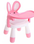 Ikonka Scaun de masa pentru copii 2 in 1 cu tavila reglabila si detasabila sarcina maxima 26 kg dimensiune 31 x 45cm Little Bunny Roz