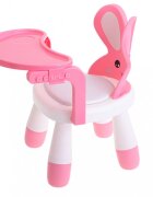 Ikonka Scaun de masa pentru copii 2 in 1 cu tavila reglabila si detasabila sarcina maxima 26 kg dimensiune 31 x 45cm Little Bunny Roz
