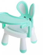 Ikonka Scaun de masa pentru copii 2 in 1 cu tavila reglabila si detasabila sarcina maxima 26 kg dimensiune 31 x 45cm Little Bunny Verde menta