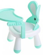 Ikonka Scaun de masa pentru copii 2 in 1 cu tavila reglabila si detasabila sarcina maxima 26 kg dimensiune 31 x 45cm Little Bunny Verde menta