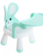 Ikonka Scaun de masa pentru copii 2 in 1 cu tavila reglabila si detasabila sarcina maxima 26 kg dimensiune 31 x 45cm Little Bunny Verde menta