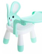 Ikonka Scaun de masa pentru copii 2 in 1 cu tavila reglabila si detasabila sarcina maxima 26 kg dimensiune 31 x 45cm Little Bunny Verde menta