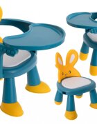 Ikonka Scaunel cu masuta incorporata Little Bunny galben albastru