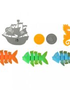 Ikonka Set 27 jucarii de inot pentru copii Water World design atractiv culori veselr si forme marine in saculet de depozitare