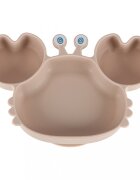 Ikonka Set complet de hranire copii cu 9 piese din silicon pentru diversificare hrana beige Crab