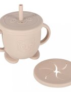 Ikonka Set complet de hranire copii cu 9 piese din silicon pentru diversificare hrana beige Crab