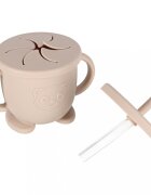 Ikonka Set complet de hranire copii cu 9 piese din silicon pentru diversificare hrana beige Crab