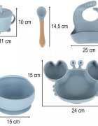Ikonka Set complet de hranire copii cu 9 piese din silicon pentru diversificare hrana bleumarin Crab